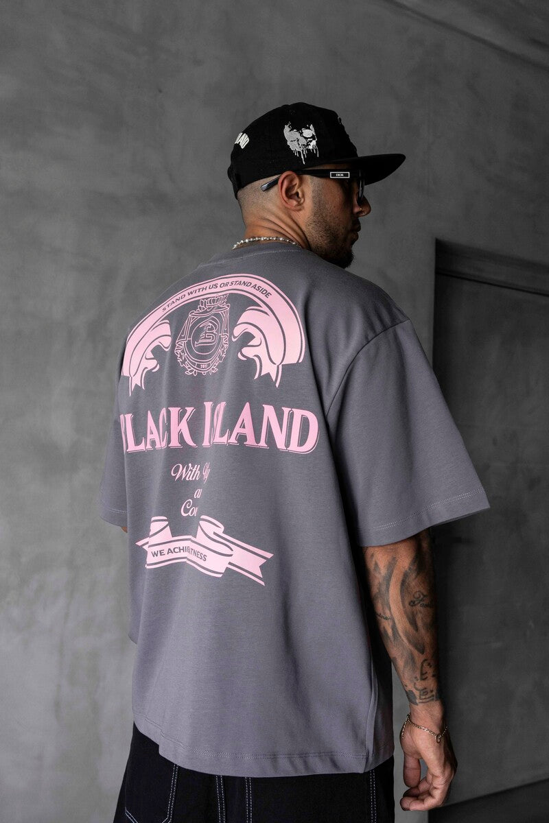 Black Island Printed Gri T-shirt 1870