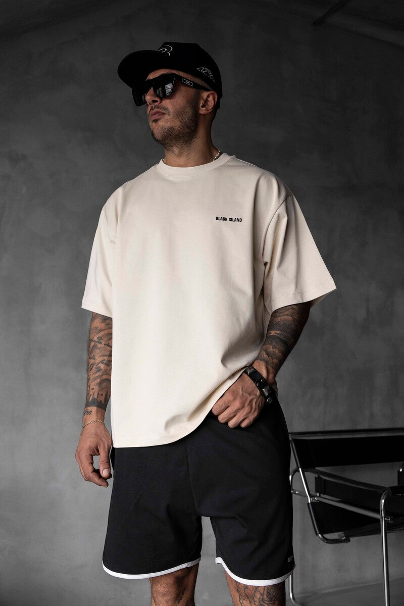 Black Island Printed T-shirts Beige1878