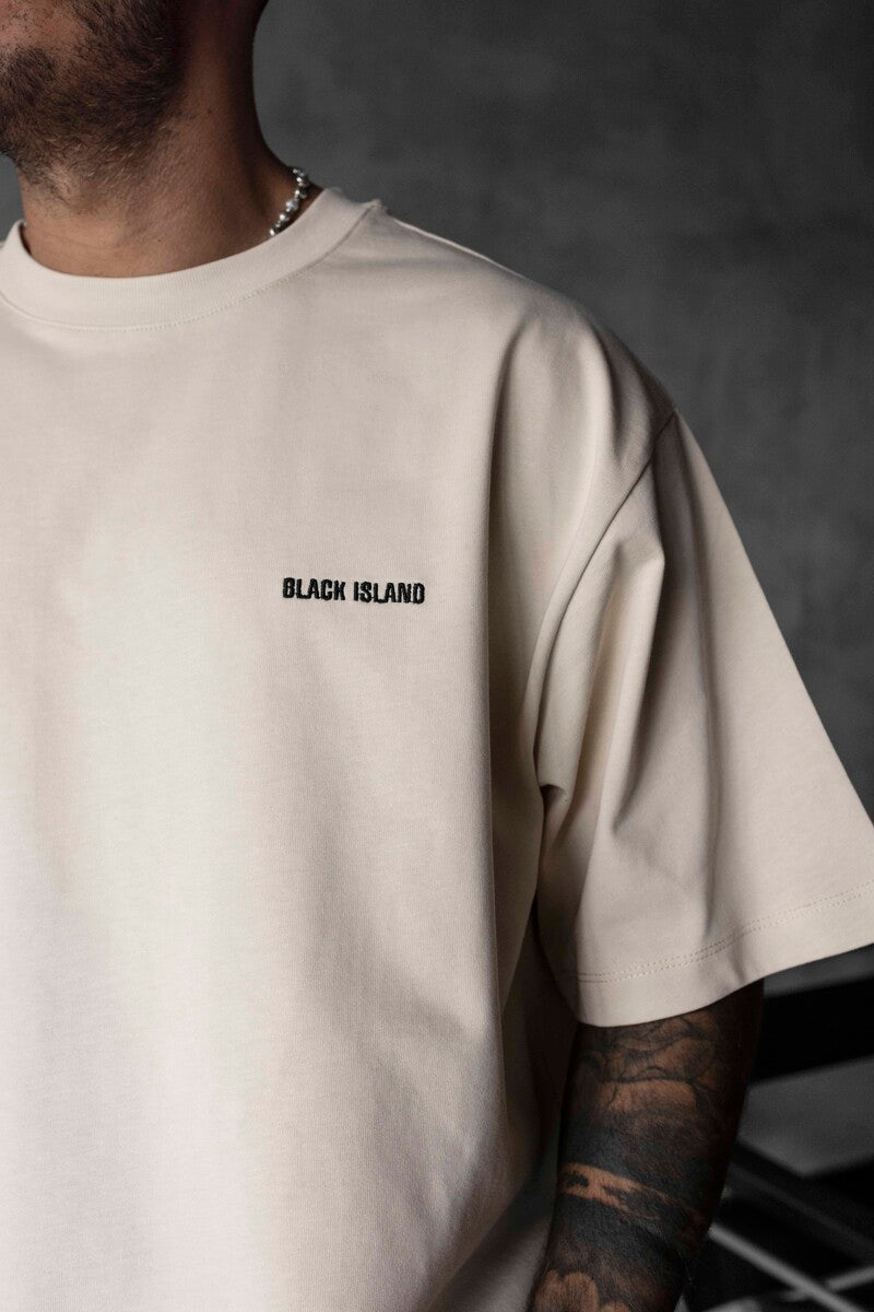 Black Island Printed T-shirts Beige1878