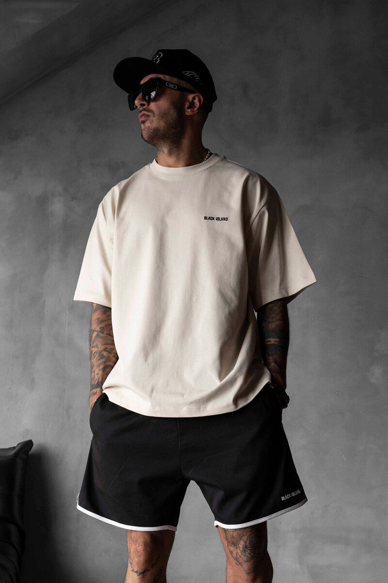 Black Island Printed T-shirts Beige1878