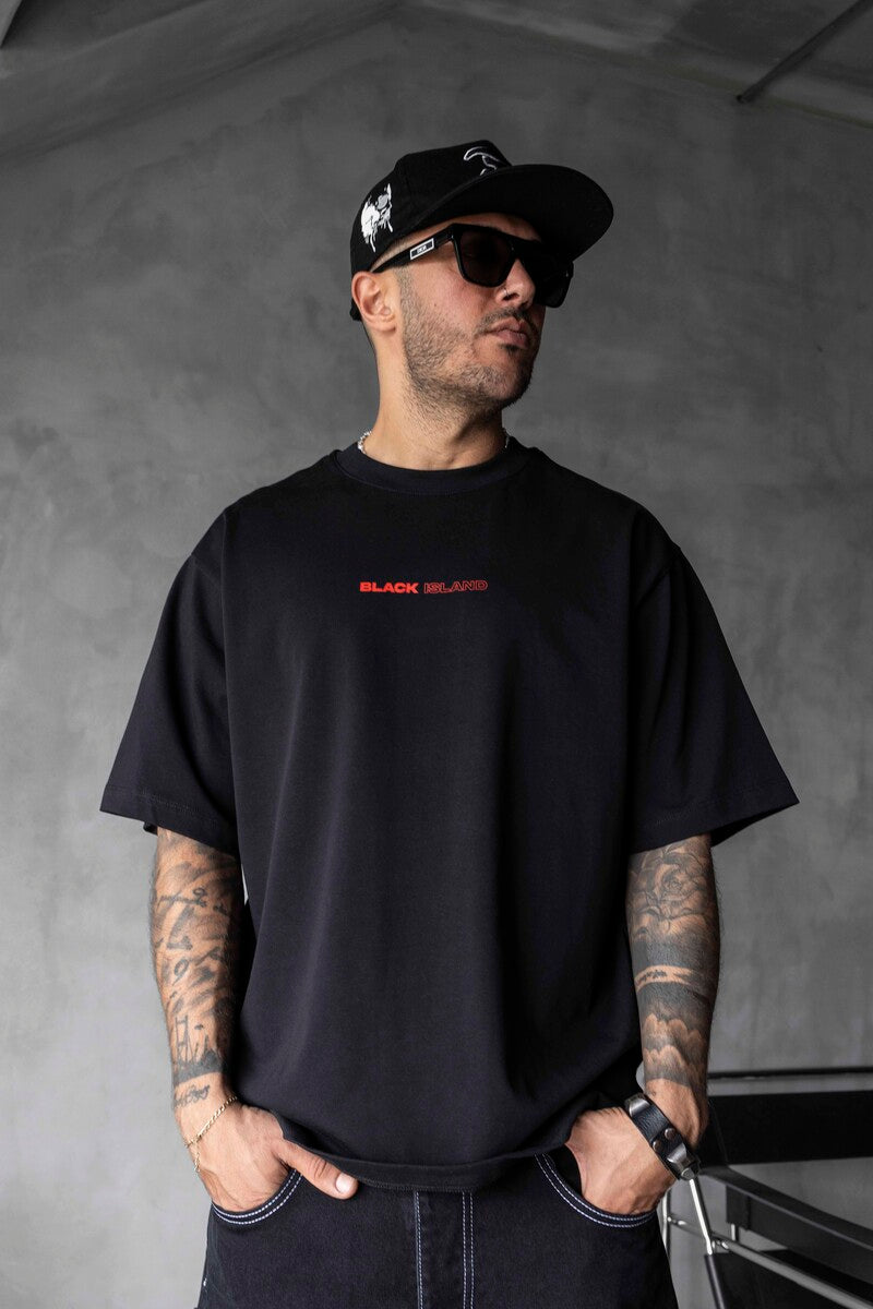 Black Island Printed T-shirts Black 1876