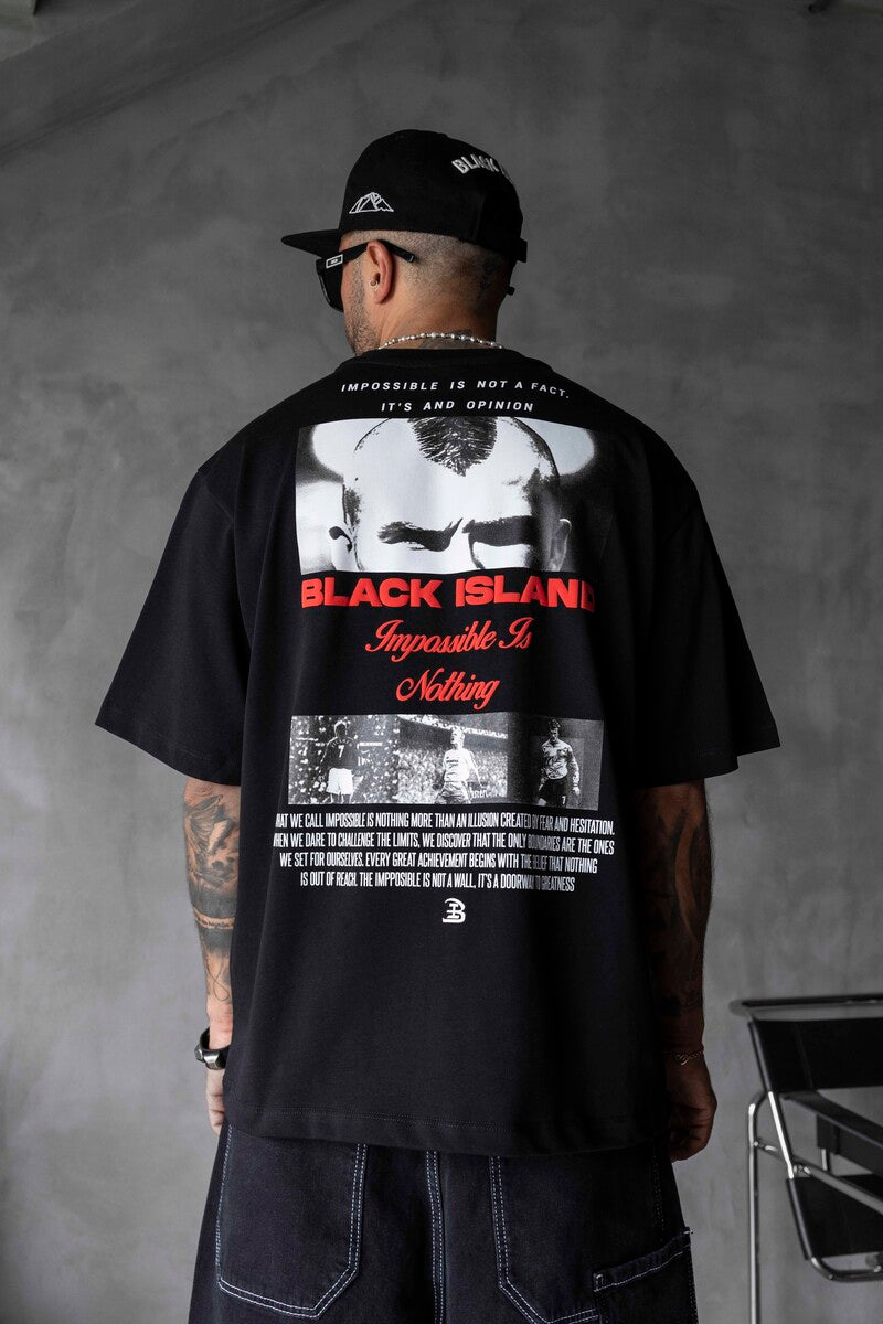 Black Island Printed T-shirts Black 1876