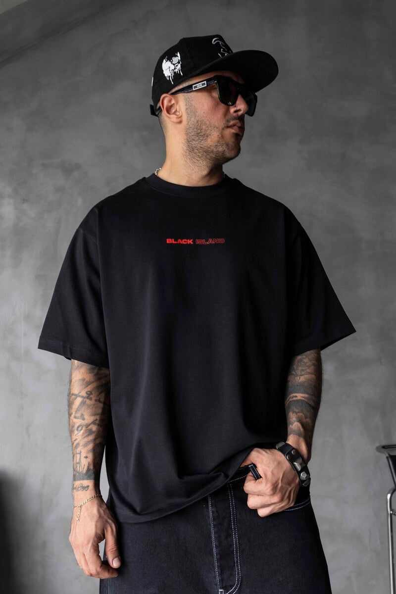 Black Island Printed T-shirts Black 1876