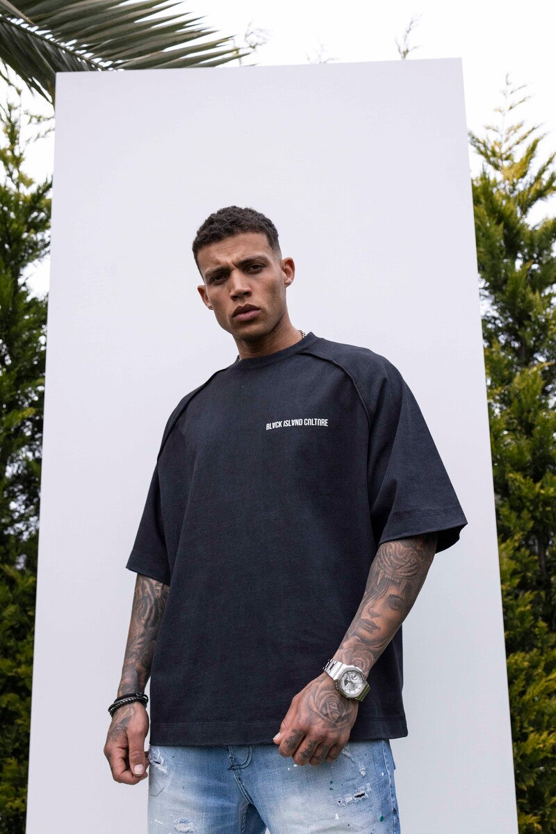 BLACK ISLAND PRINTED WASHED T-SHIRT BLACK 1849