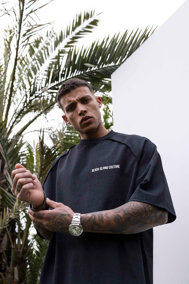 BLACK ISLAND PRINTED WASHED T-SHIRT BLACK 1849