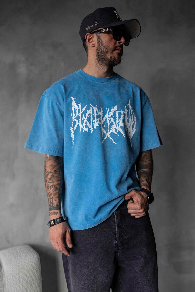 BLACK ISLAND PRINTED WASHED T-SHIRT BLUE 1806