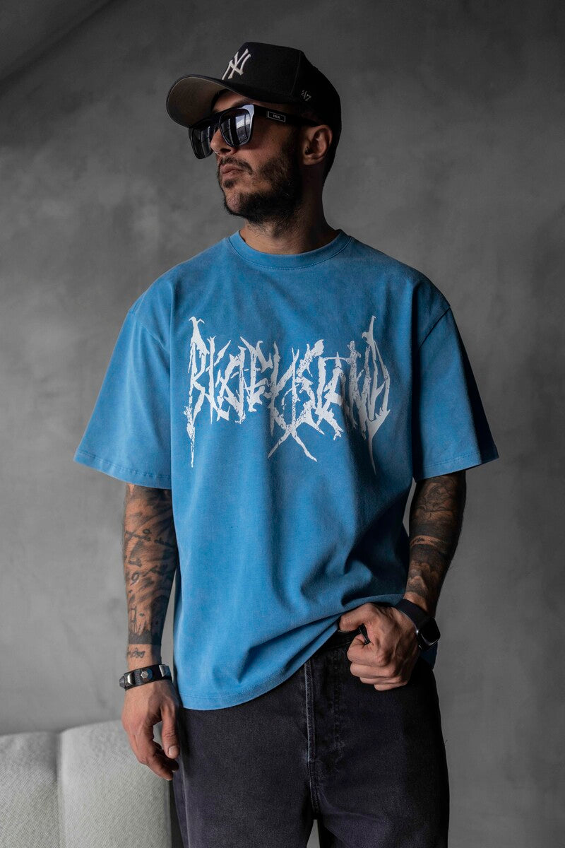 BLACK ISLAND PRINTED WASHED T-SHIRT BLUE 1806