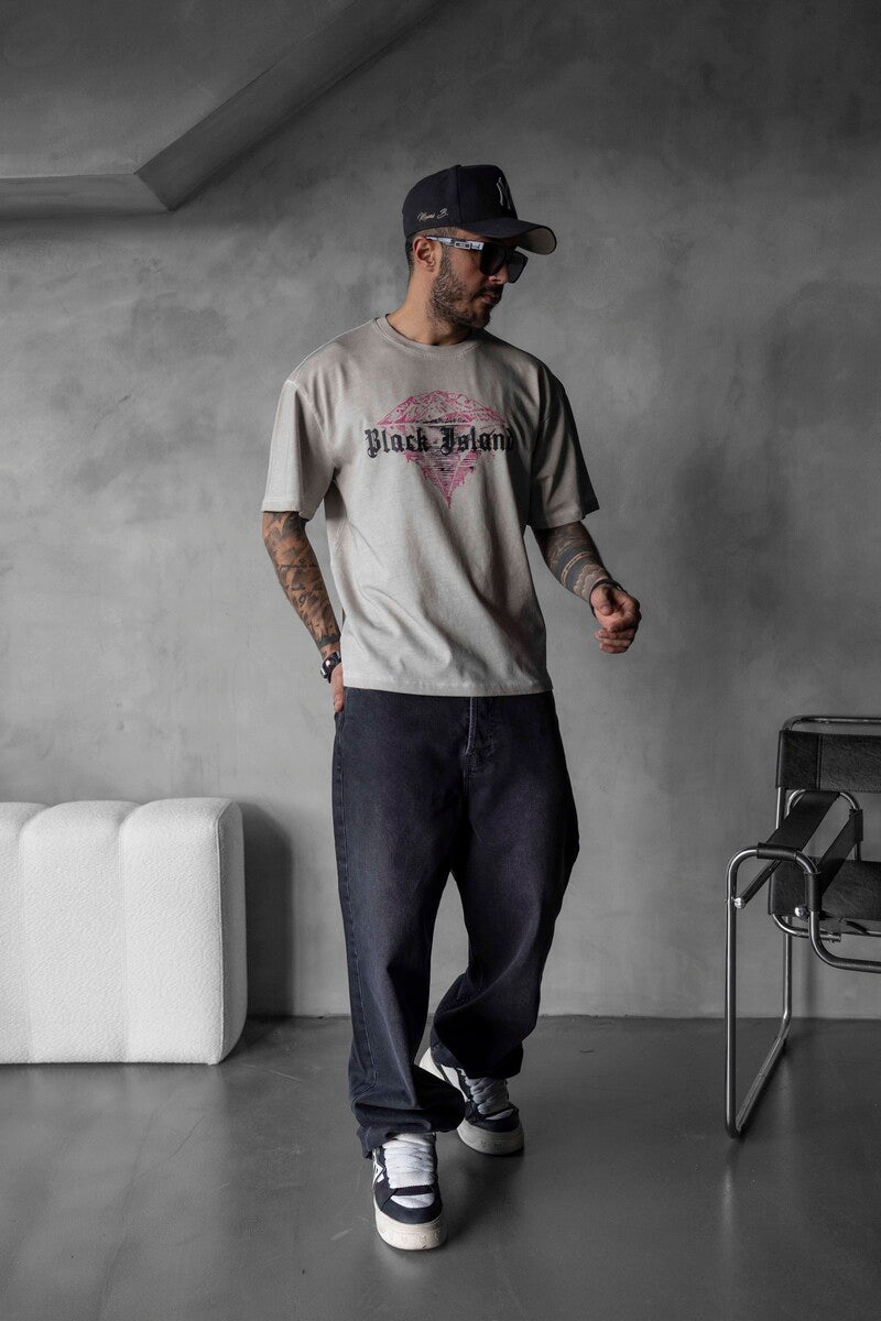 BLACK ISLAND PRINTED WASHED T-SHIRT OFF-WHITE 1804