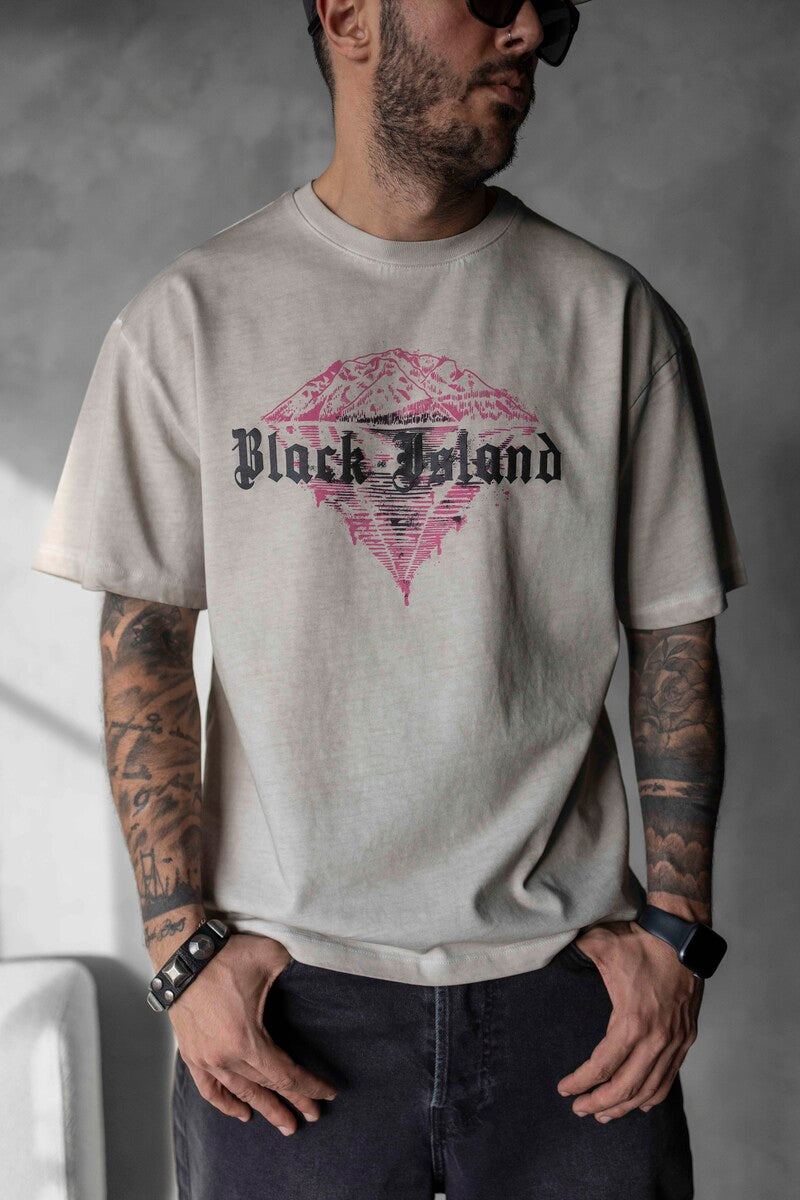 BLACK ISLAND PRINTED WASHED T-SHIRT OFF-WHITE 1804