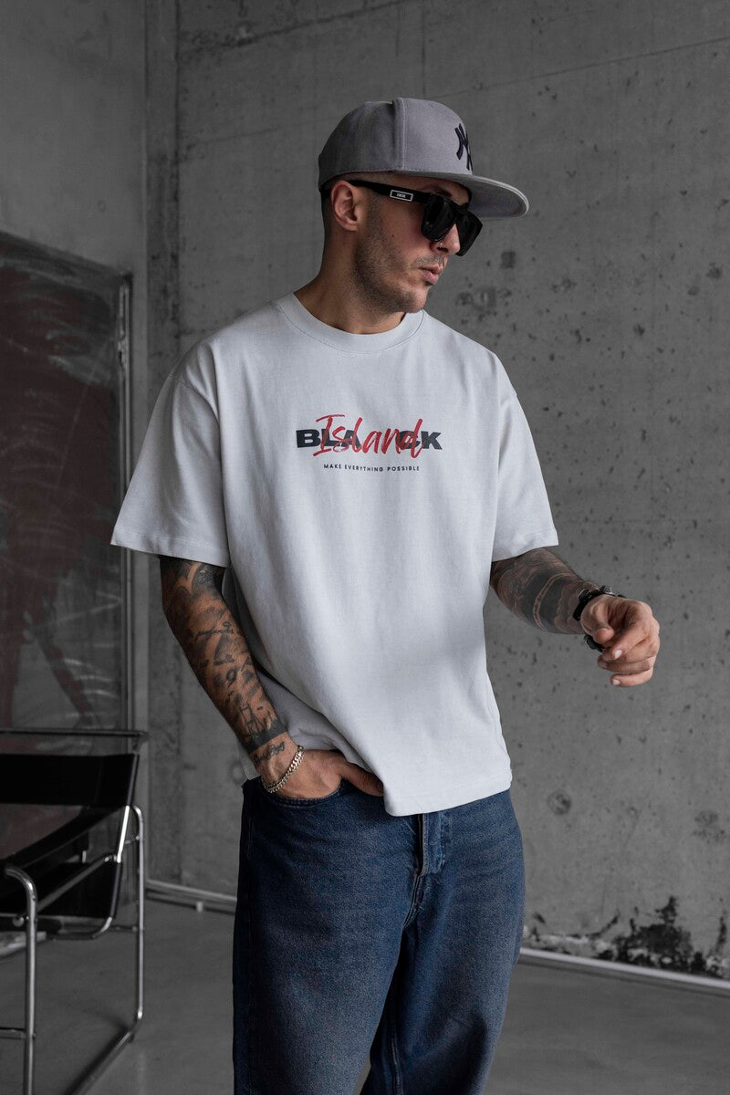 BLACK ISLAND PRINTED WASHED T-SHIRT WHITE 1771