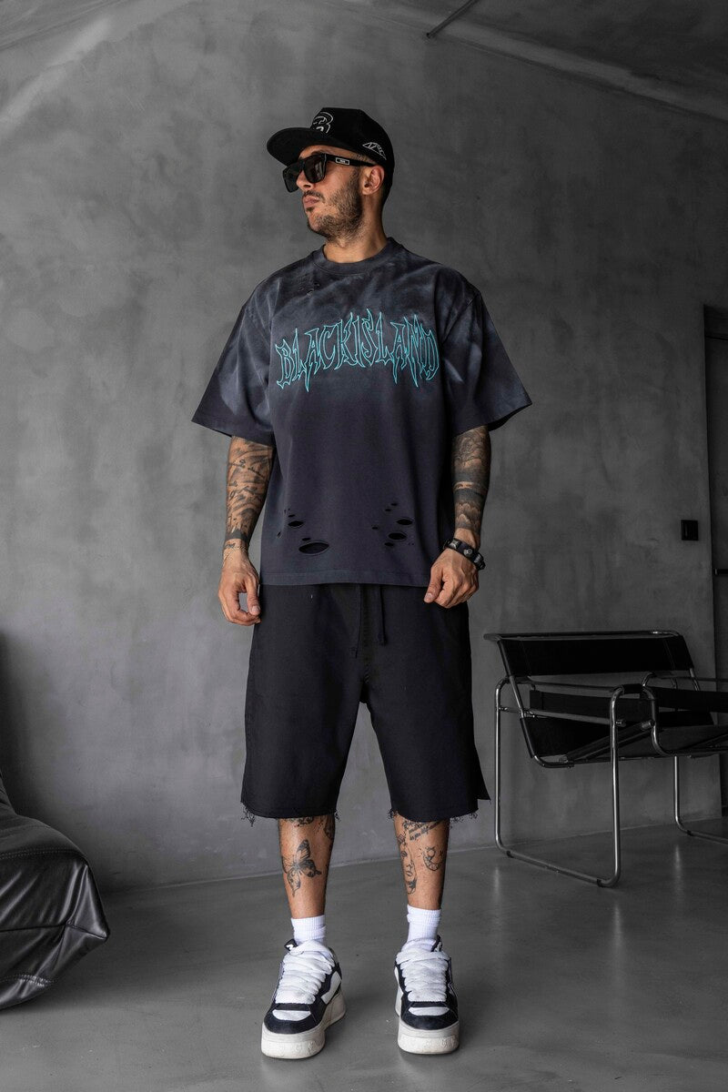 Black Island Printed Washed T-shirts Antra 1875