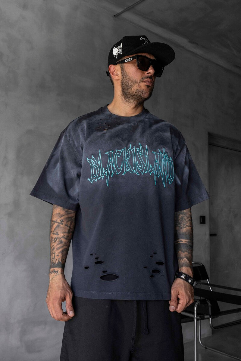 Black Island Printed Washed T-shirts Antra 1875