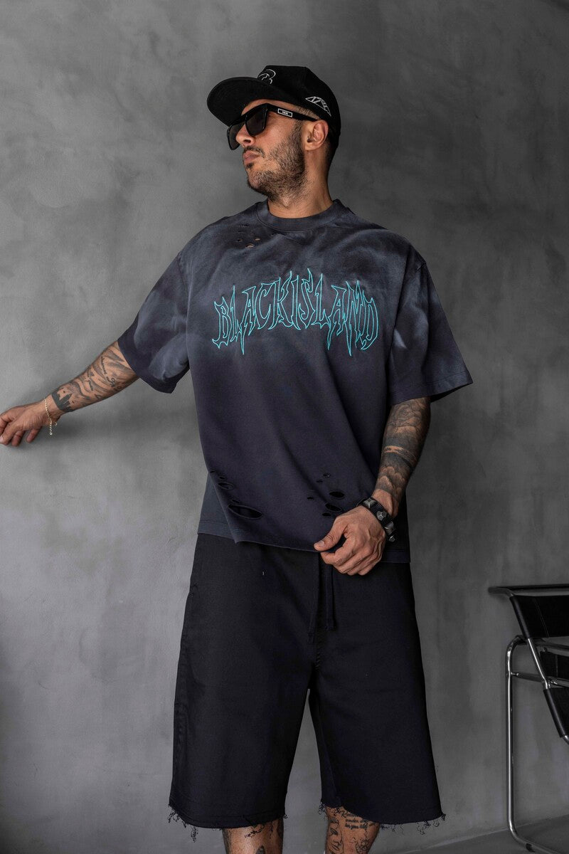 Black Island Printed Washed T-shirts Antra 1875