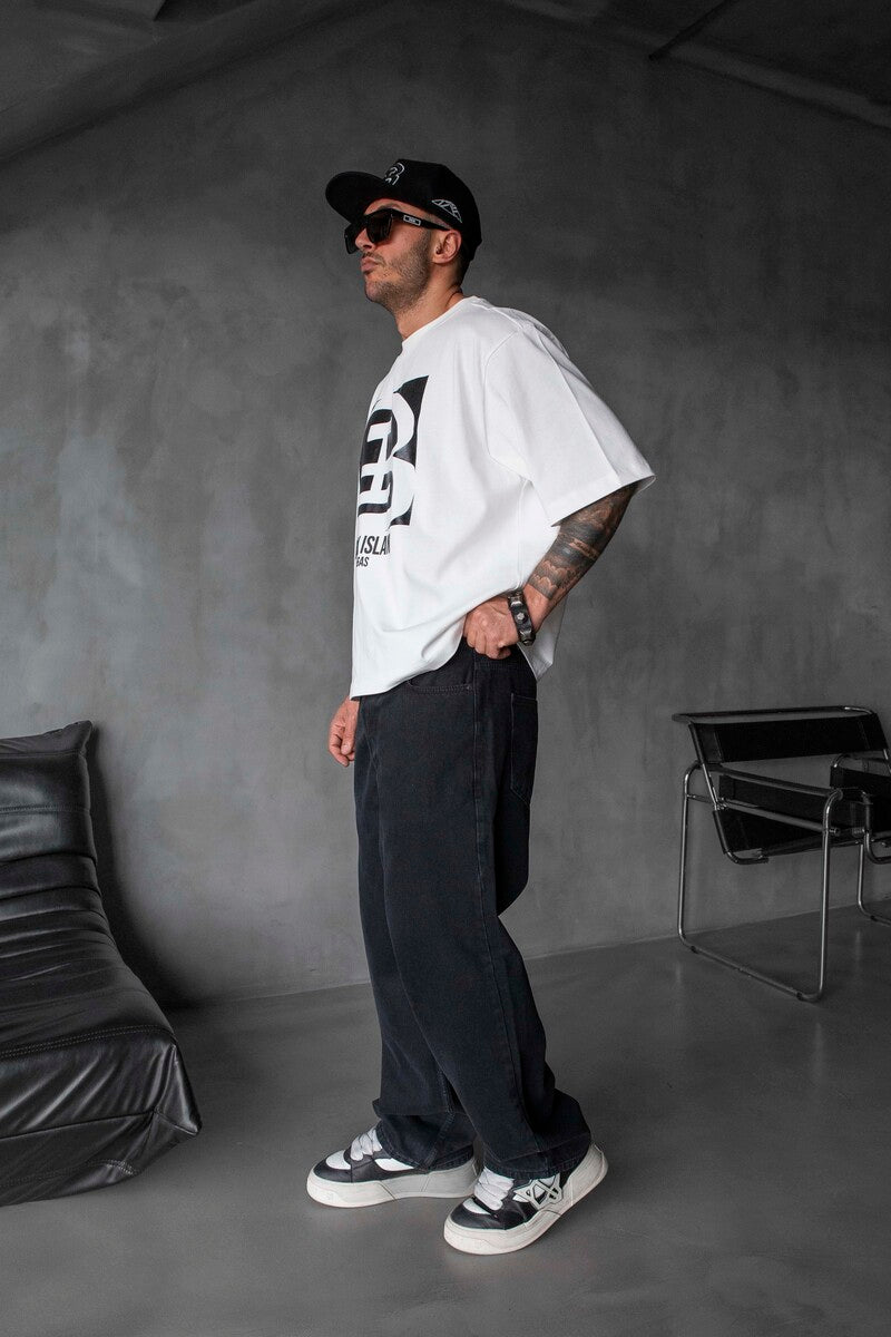 Black Island Printed White T-shirt 1829