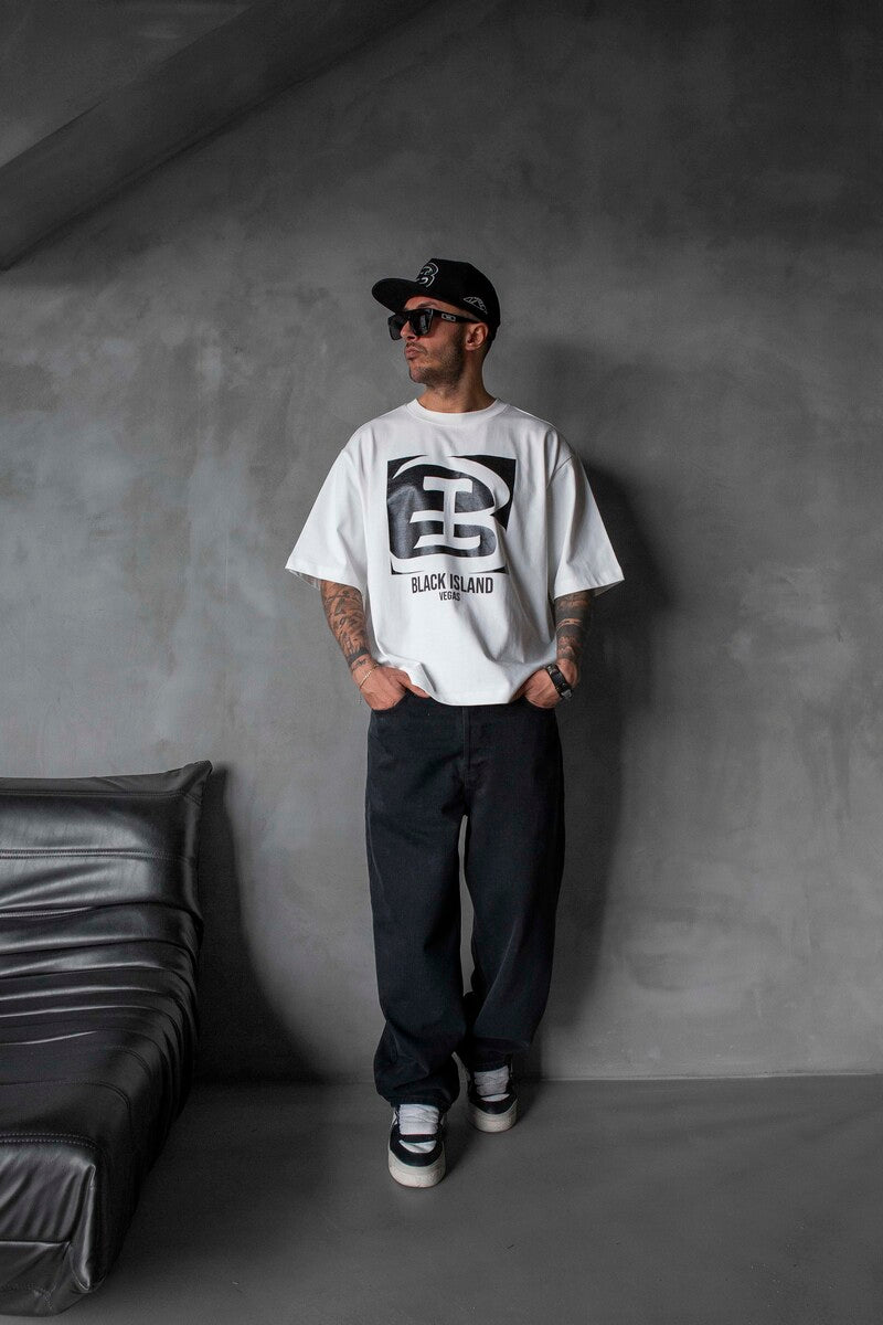 Black Island Printed White T-shirt 1829