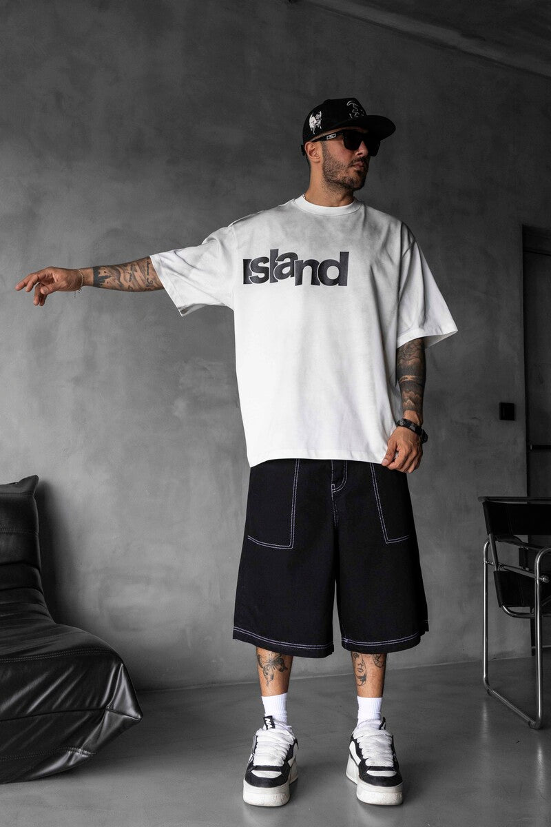 Black Island Printed White T-shirt 1898