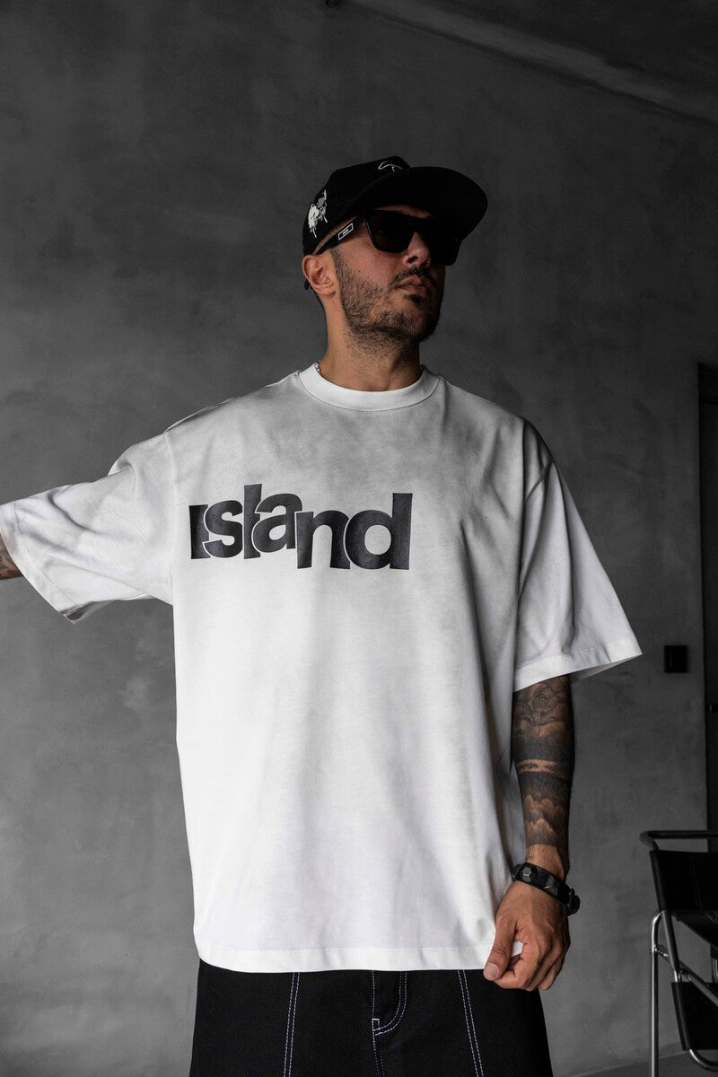 Black Island Printed White T-shirt 1898