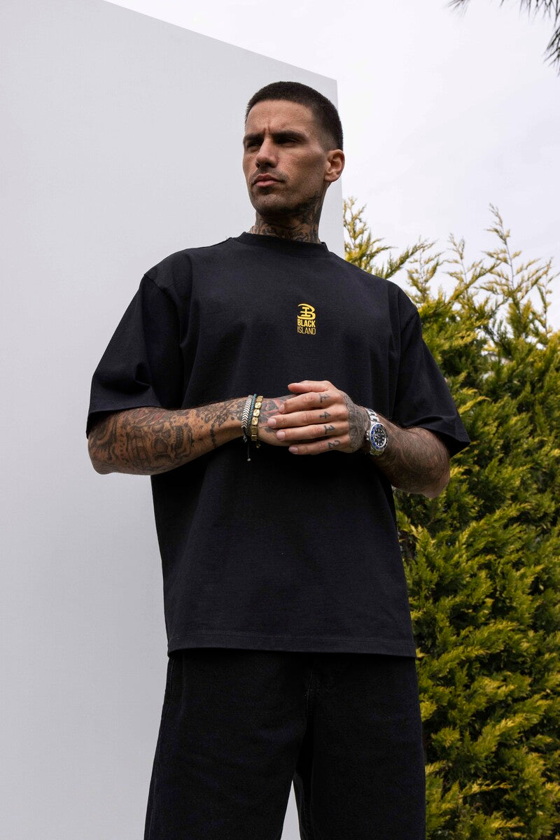 BLACK ISLAND TEAM PRINTED WASHED T-SHIRT BLACK 1851