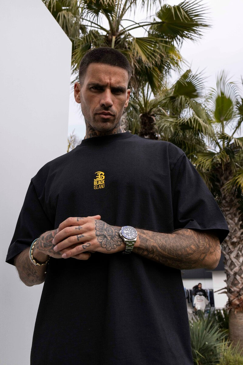 BLACK ISLAND TEAM PRINTED WASHED T-SHIRT BLACK 1851