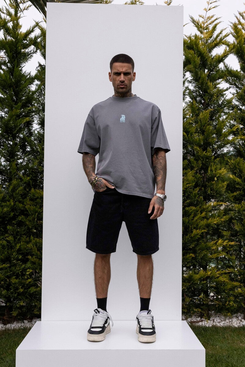 BLACK ISLAND TEAM PRINTED WASHED T-SHIRT GRAY 1851