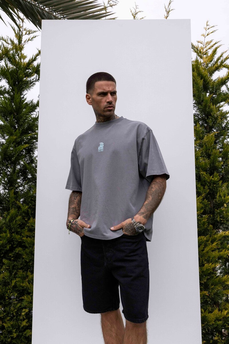 BLACK ISLAND TEAM PRINTED WASHED T-SHIRT GRAY 1851
