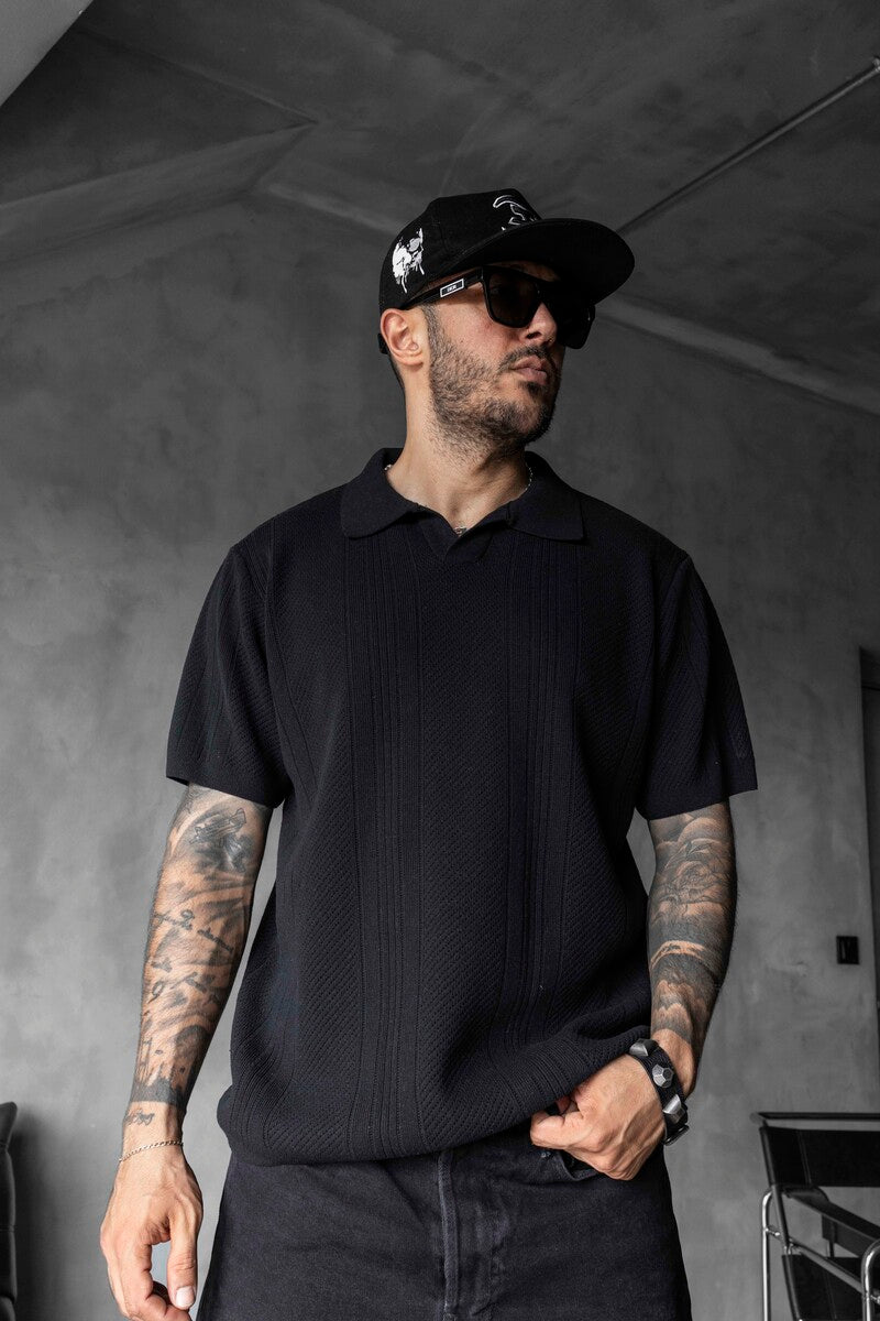 BLACK POLO COLLAR KNITWEAR 2624