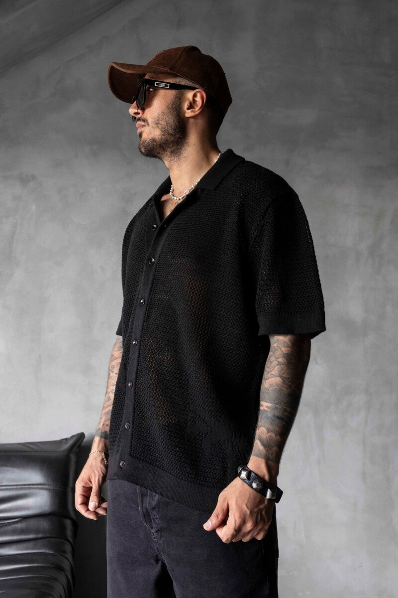 BLACK POLO COLLAR KNITWEAR 2629