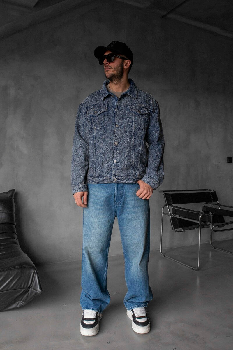 BLUE TEXTURED DENIM JACKET 16939