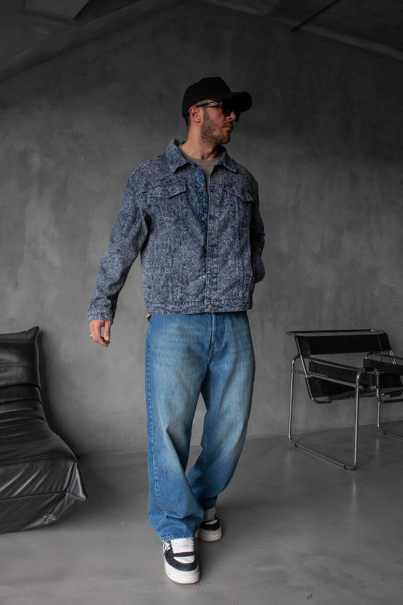 BLUE TEXTURED DENIM JACKET 16939