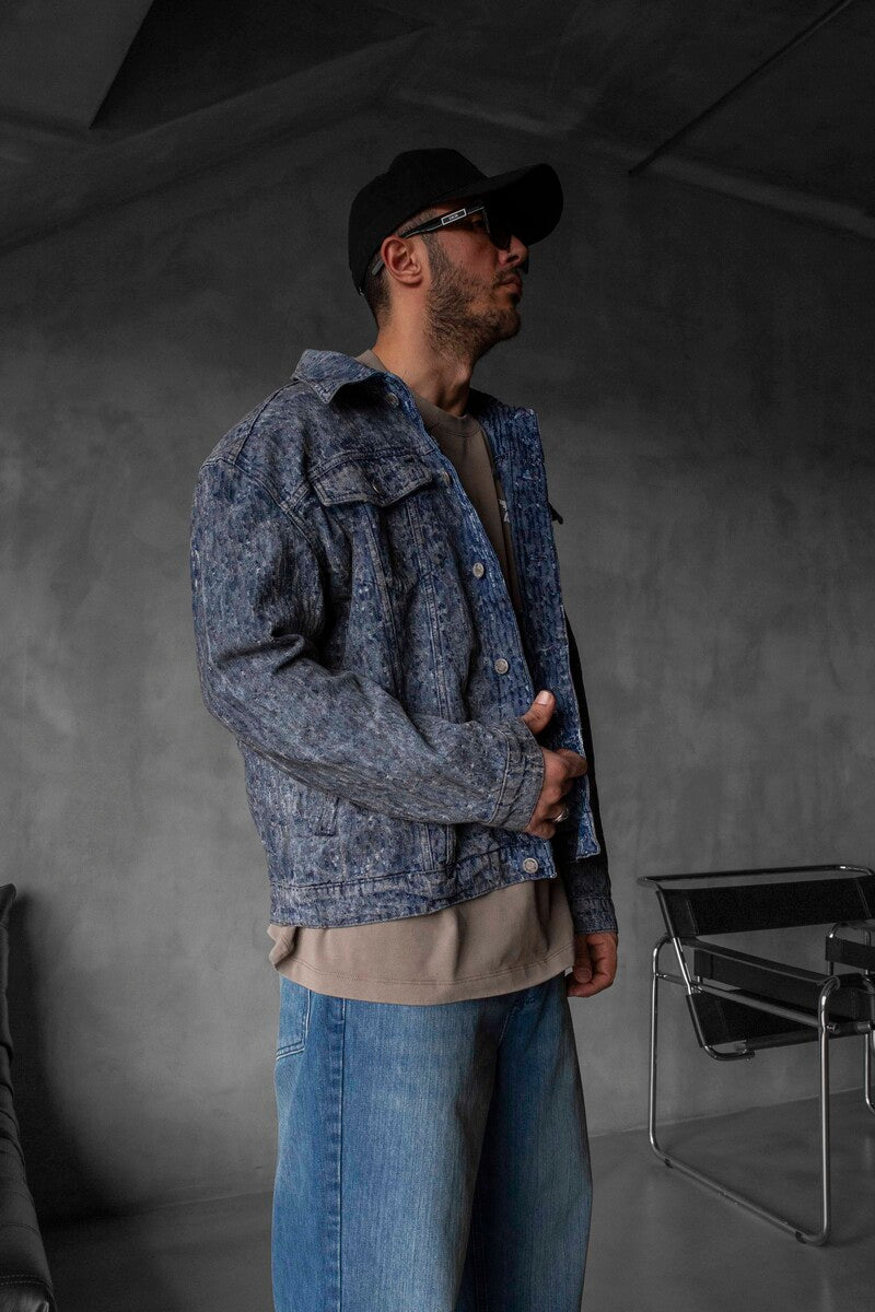 BLUE TEXTURED DENIM JACKET 16939
