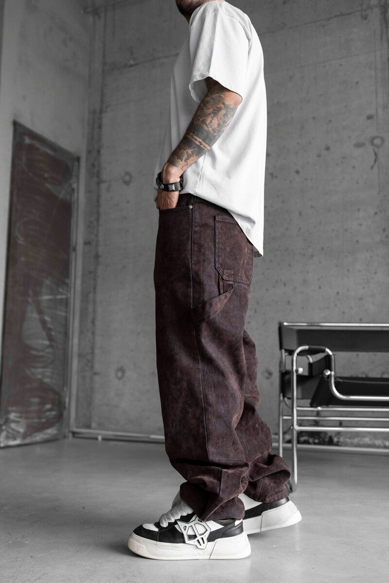 Brown Baggie Denim Jeans 17008