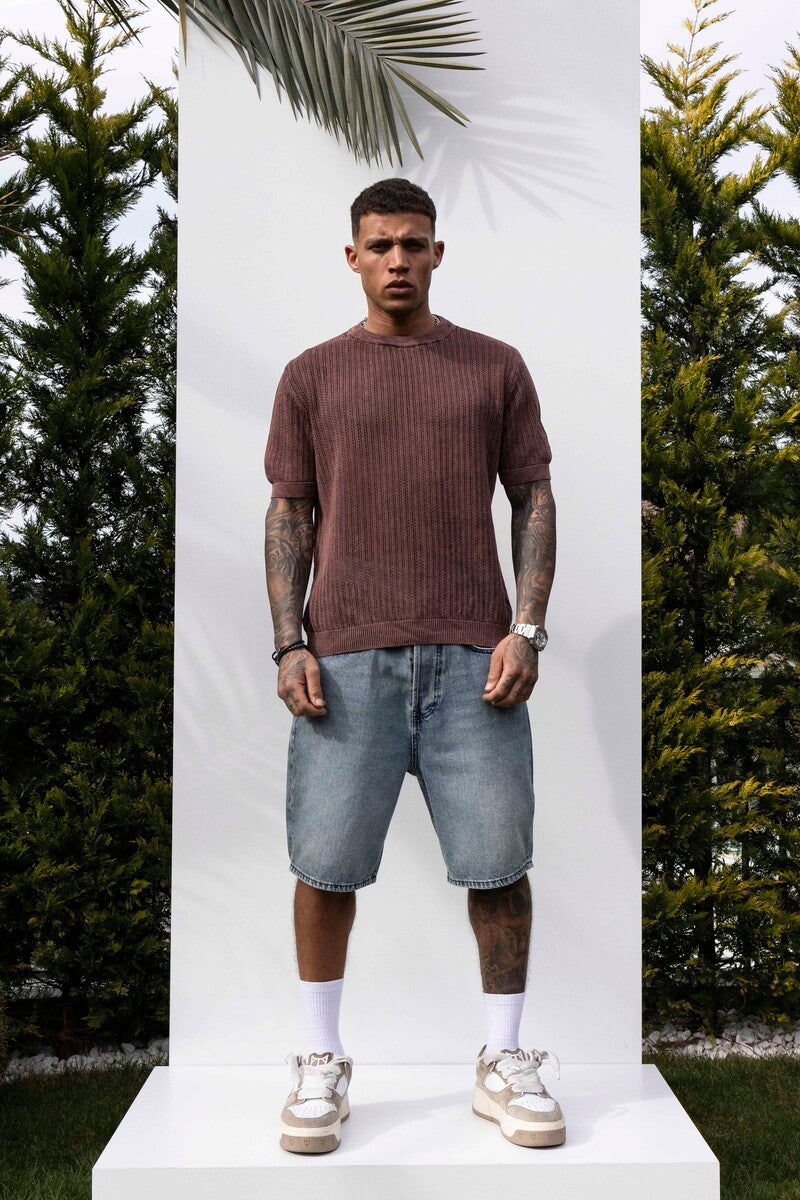 BROWN KNITTED T-SHIRT KRN1002