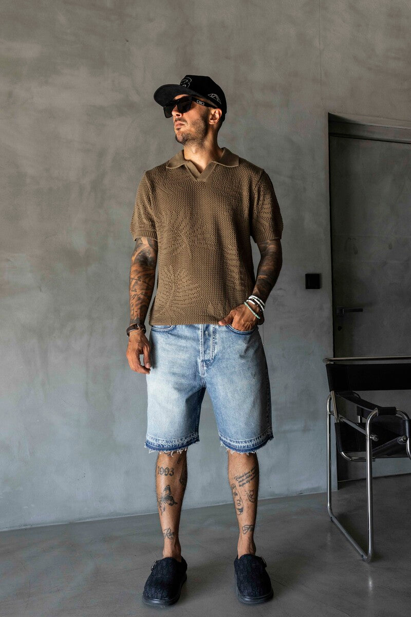 BROWN POLO COLLAR KNITWEAR KRN1005