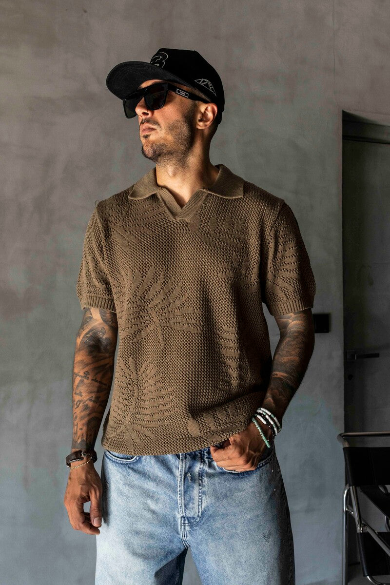 BROWN POLO COLLAR KNITWEAR KRN1005