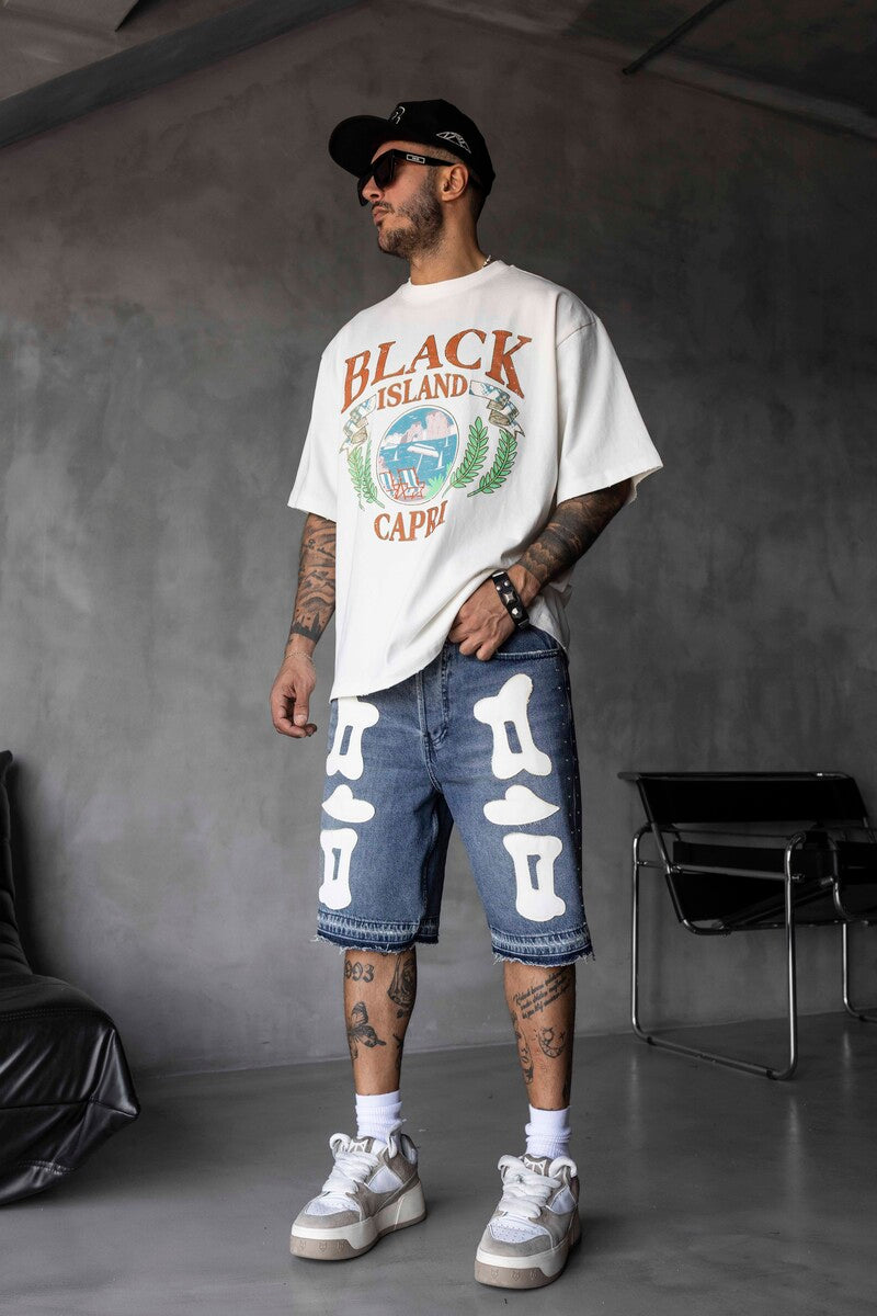Capri Vintage Printed Oversize White T-Shirt 1857