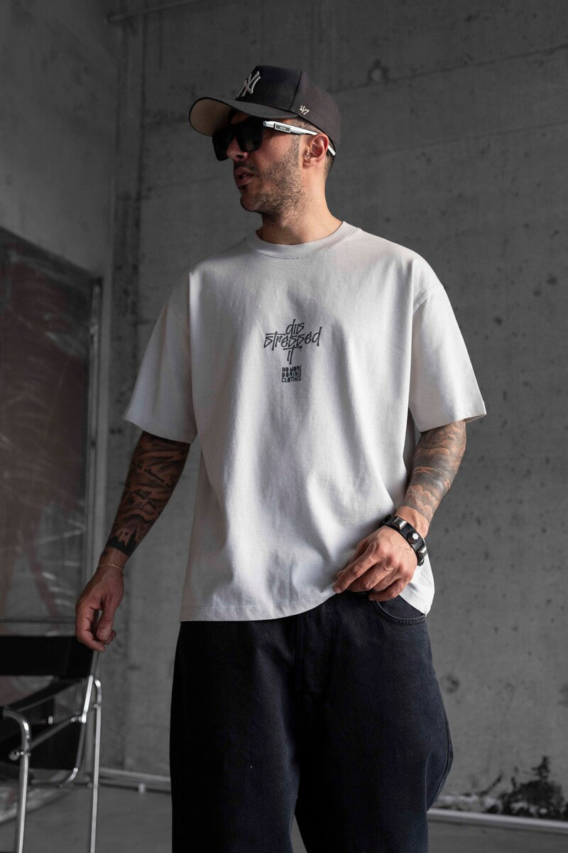 DIS STRESSED PRINTED WASHED T-SHIRT WHITE 1769