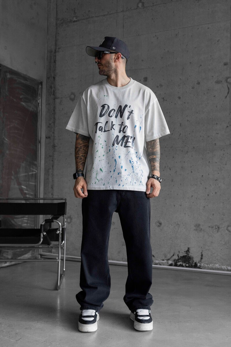 DONT TALK ME PRINTED WASHED T-SHIRT WHITE 1759