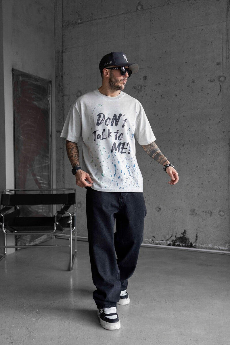 DONT TALK ME PRINTED WASHED T-SHIRT WHITE 1759