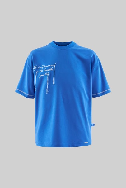 Men’s Boxy Fit Short Sleeve T-Shirt in Blue Cotton