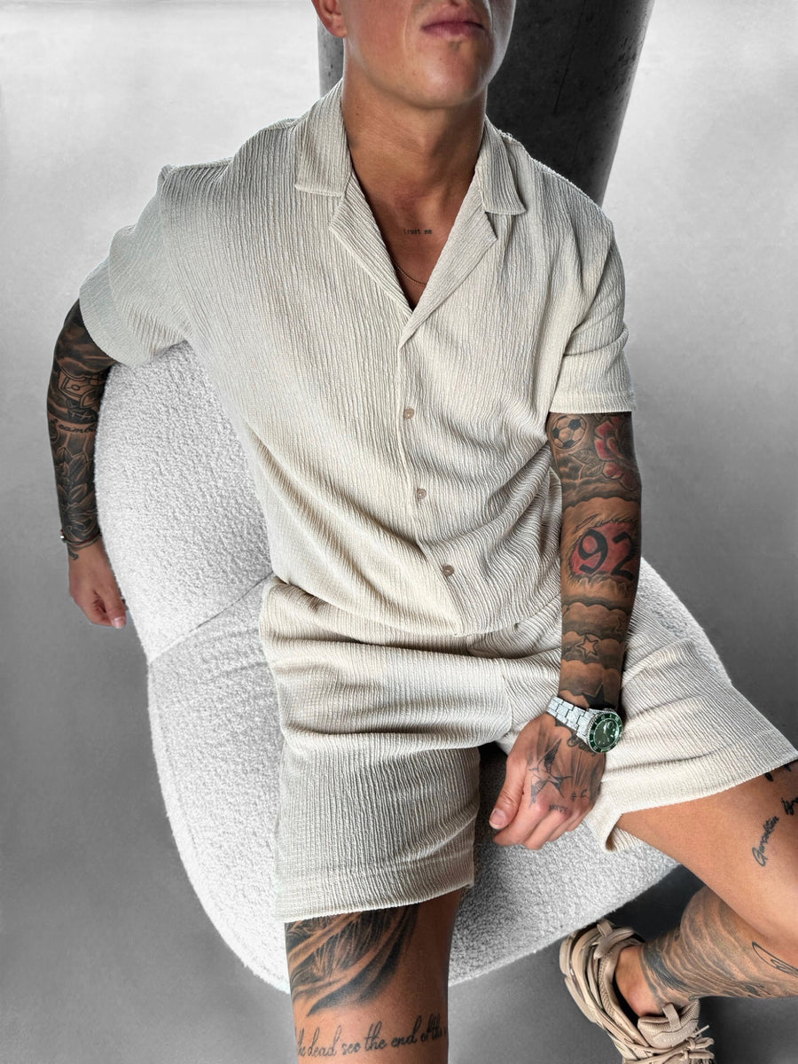 Oversize Crepe Shirt - Beige