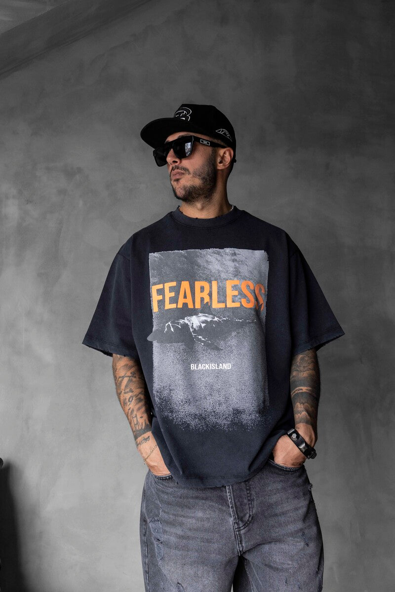 FEARLESS Printed Oversize Black T-Shirt 1858