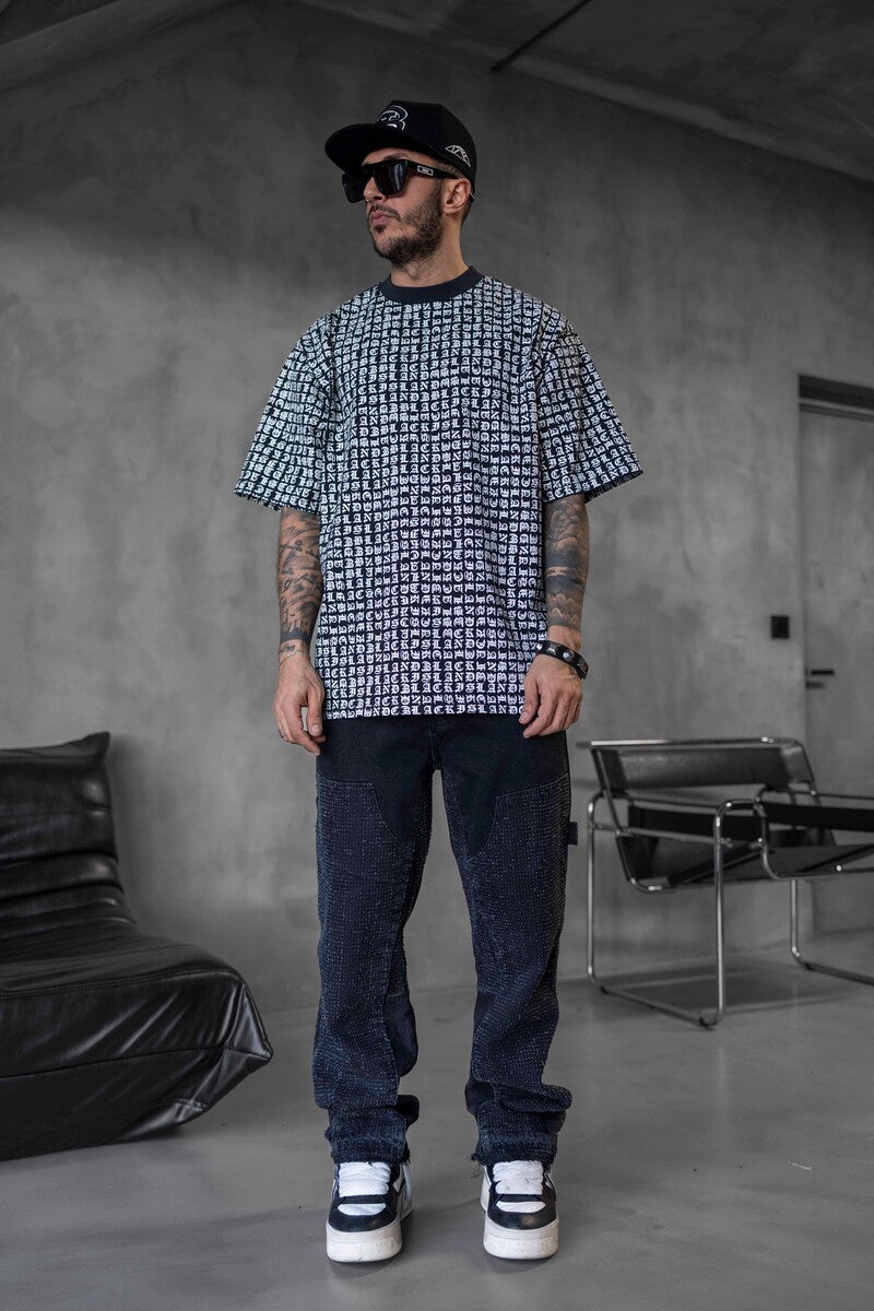 Full Print Statement Black T-shirt 1841