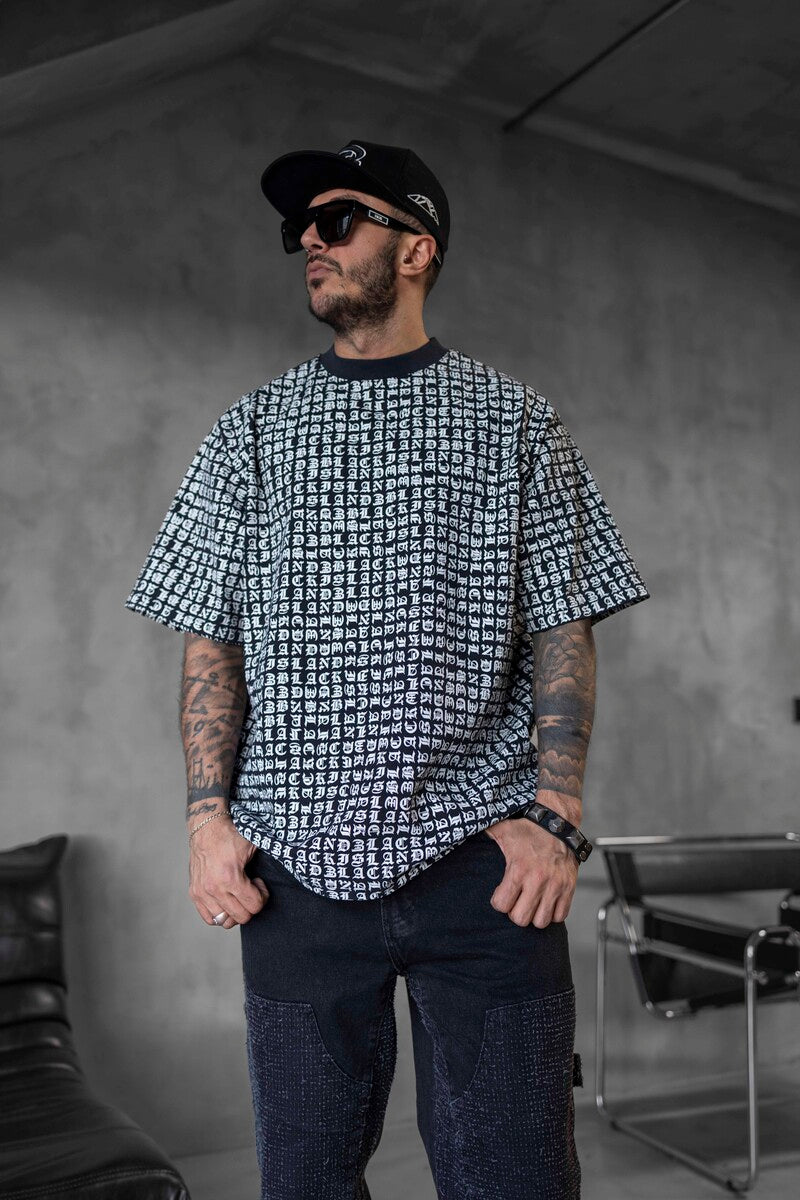 Full Print Statement Black T-shirt 1841