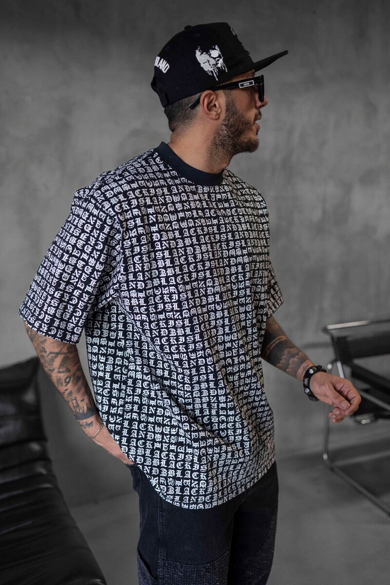 Full Print Statement Black T-shirt 1841