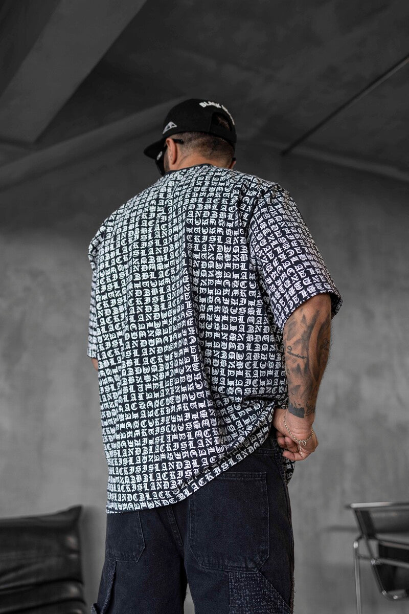 Full Print Statement Black T-shirt 1841