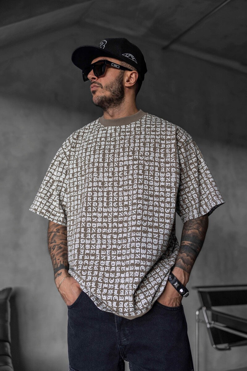 Full Print Statement Brown T-shirt 1841