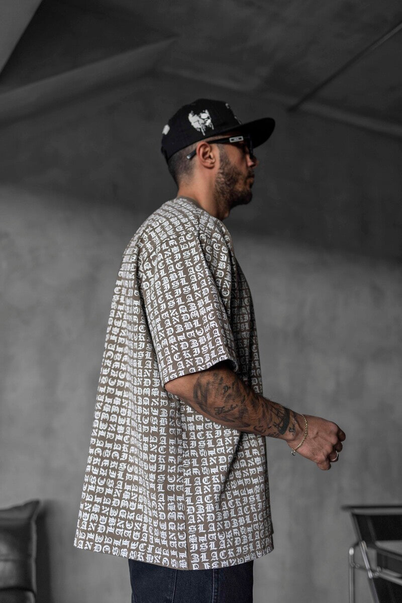 Full Print Statement Brown T-shirt 1841