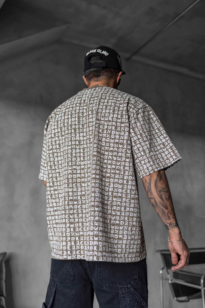 Full Print Statement Brown T-shirt 1841