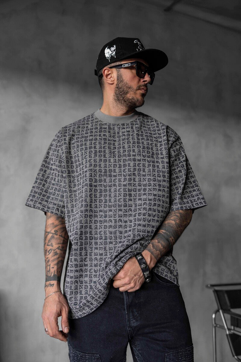 Full Print Statement Gray T-shirt 1841