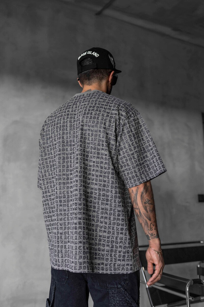 Full Print Statement Gray T-shirt 1841